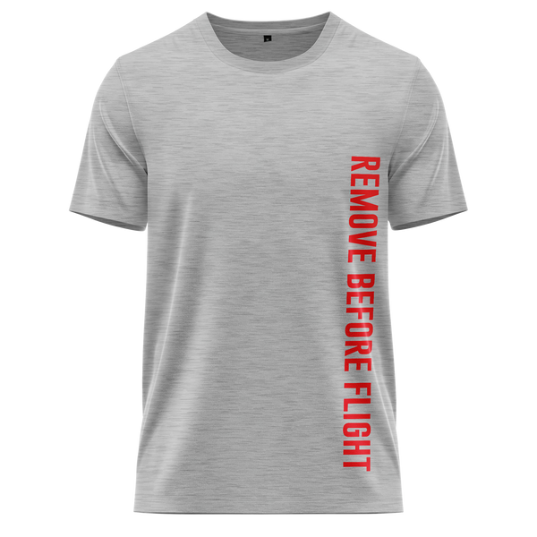Remove Before Flight shirt with chest print for RC pilots – Grey
