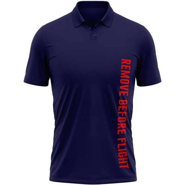 Remove Before Flight Poloshirt mit Brustdruck für RC-Segelflieger – Navy