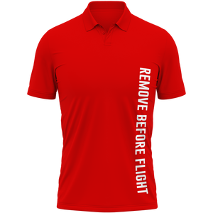 Remove Before Flight Poloshirt mit Brustdruck für RC-Modellbauer – Rot