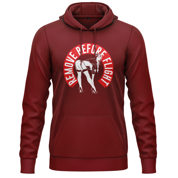 Remove Before Flight Girl Hoodie für Modellbauer – Bordeaux