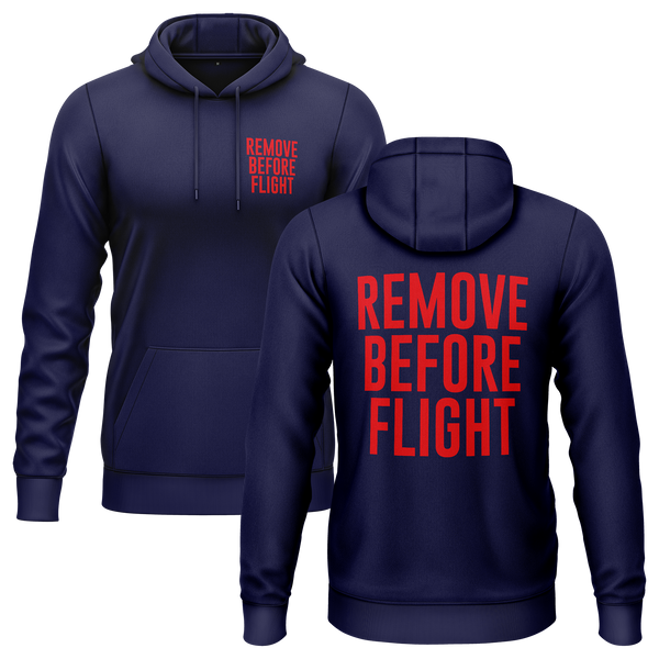 Remove Before Flight hoodie with back print for model flyers – Navy