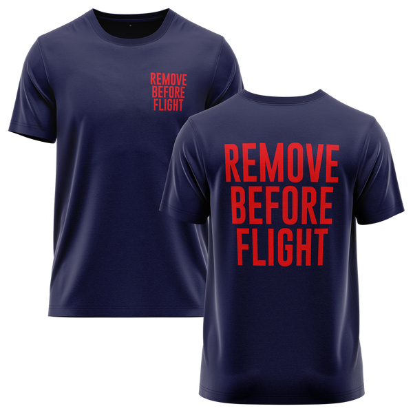 Remove Before Flight shirt with back print for RC pilots – Navy