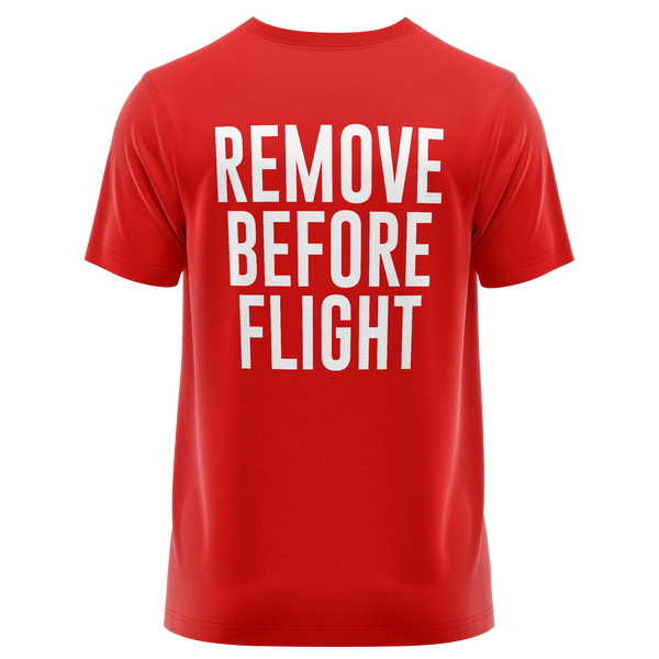 Remove Before Flight shirt with back print for model builders – Red, back