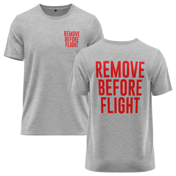 Remove Before Flight shirt with back print for RC pilots – Grey