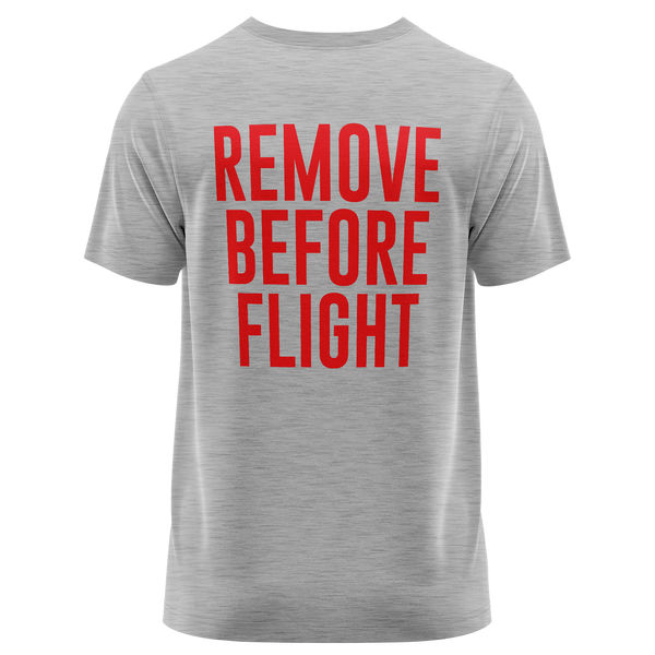 Remove Before Flight shirt with back print for RC pilots – Grey, back