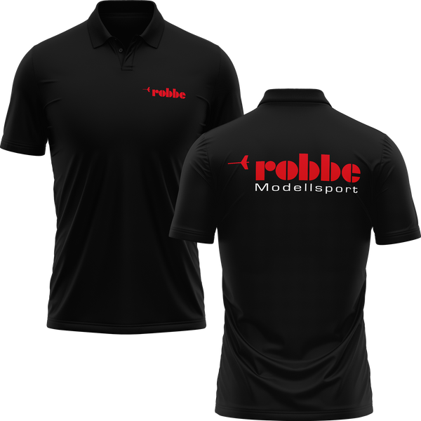 Robbe Logo polo shirt with back print for model builders – Black