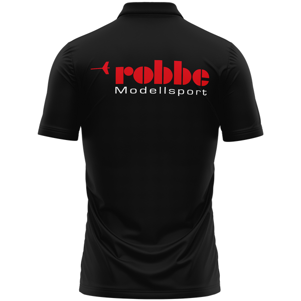 Robbe Logo polo shirt with back print for model builders – Black, back