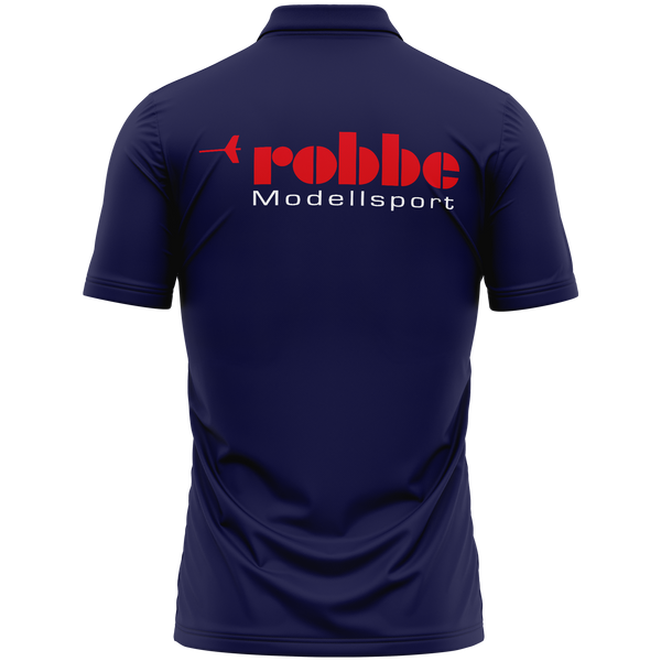 Robbe Logo polo shirt with back print for model builders – Navy, back