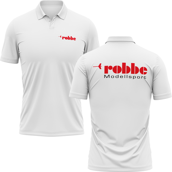 Robbe Logo polo shirt with back print for model builders – White
