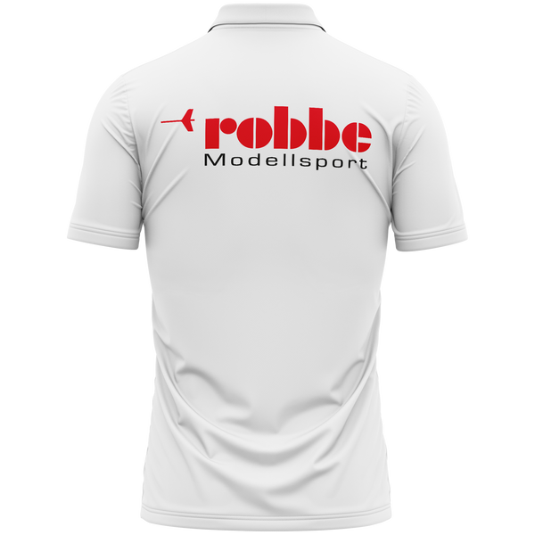 Robbe Logo polo shirt with back print for model builders – White, back