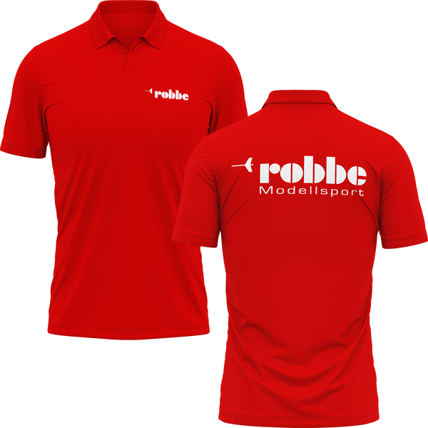 Robbe Logo polo shirt with back print for model builders – Red