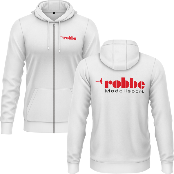 Robbe Logo zip hoodie with back print for RC model builders – White