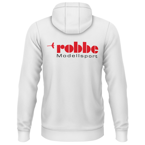 Robbe Logo zip hoodie with back print for RC model builders – White, back