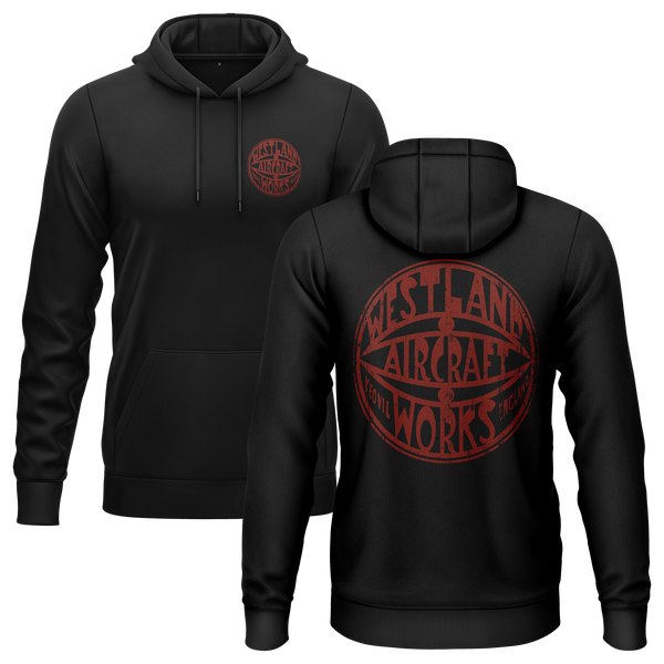Westland Aircraft Logo Hoodie Hoodie RC-WEAR Black-Burgundy XS