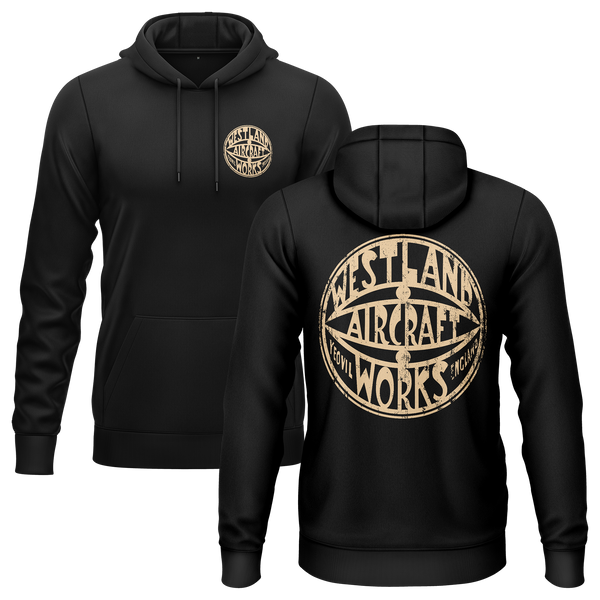 Westland Aircraft Logo Hoodie Hoodie RC-WEAR Black-Beige XS