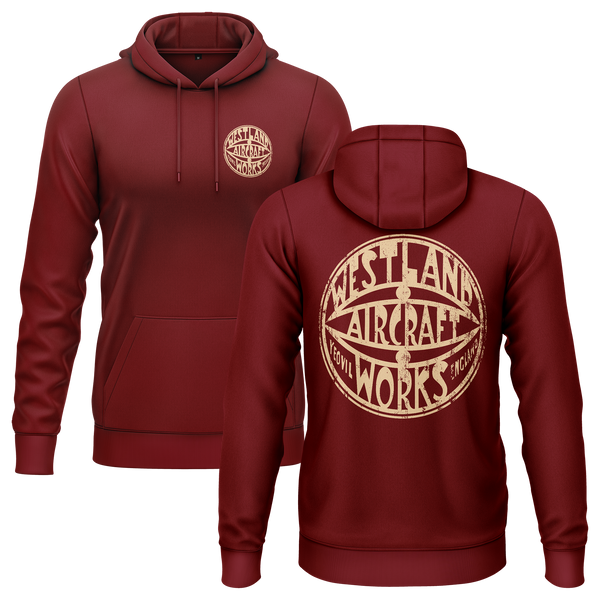 Westland Aircraft Logo Hoodie Hoodie RC-WEAR Burgundy-Beige XS