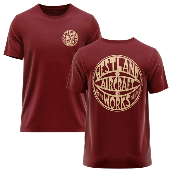 Westland Aircraft Logo Shirt Shirt RC-WEAR Burgundy-Beige XS